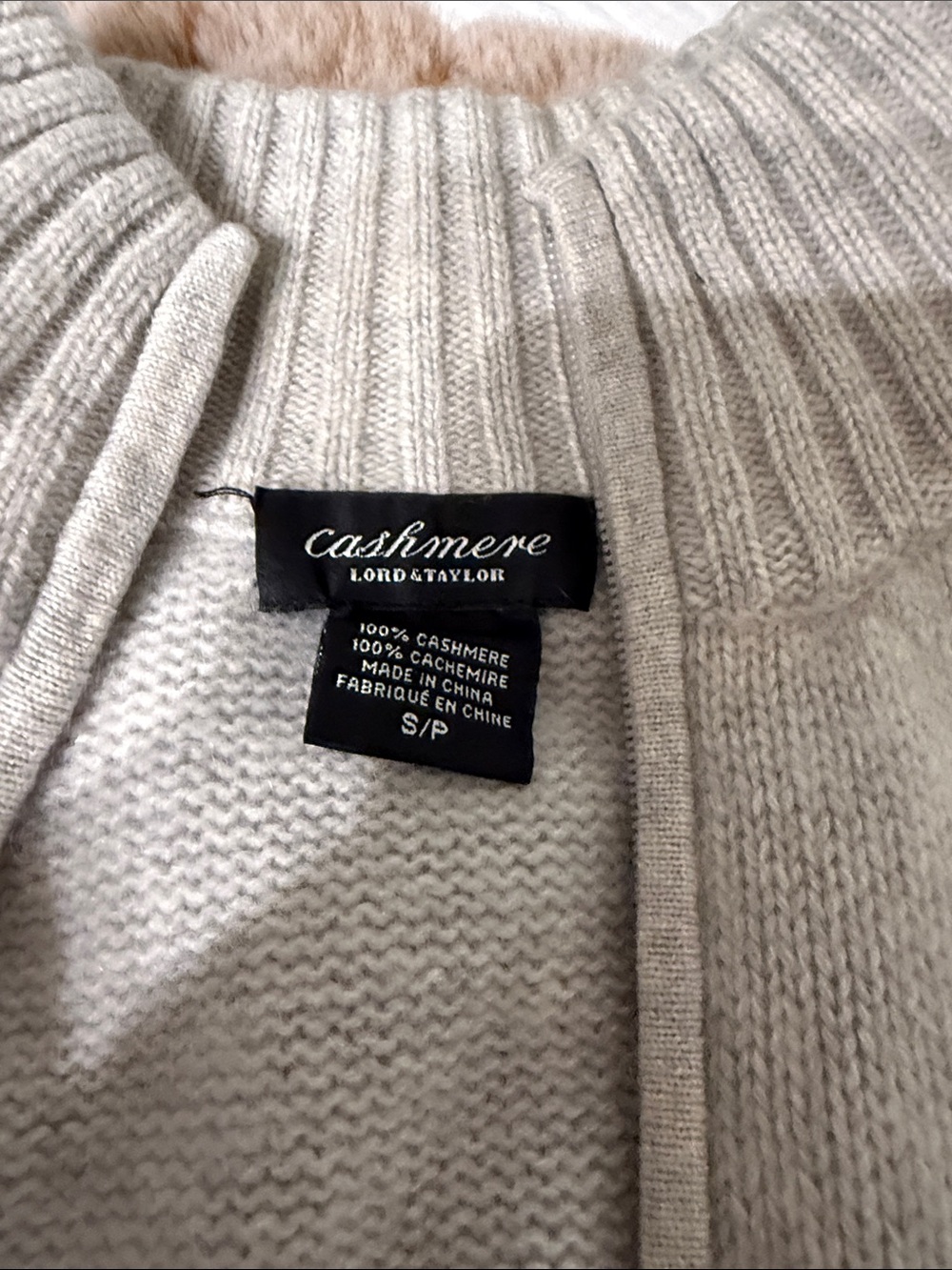 Lord & Taylor Light Gray Zip-Front Sweater Cardigan - Picture 2 of 6